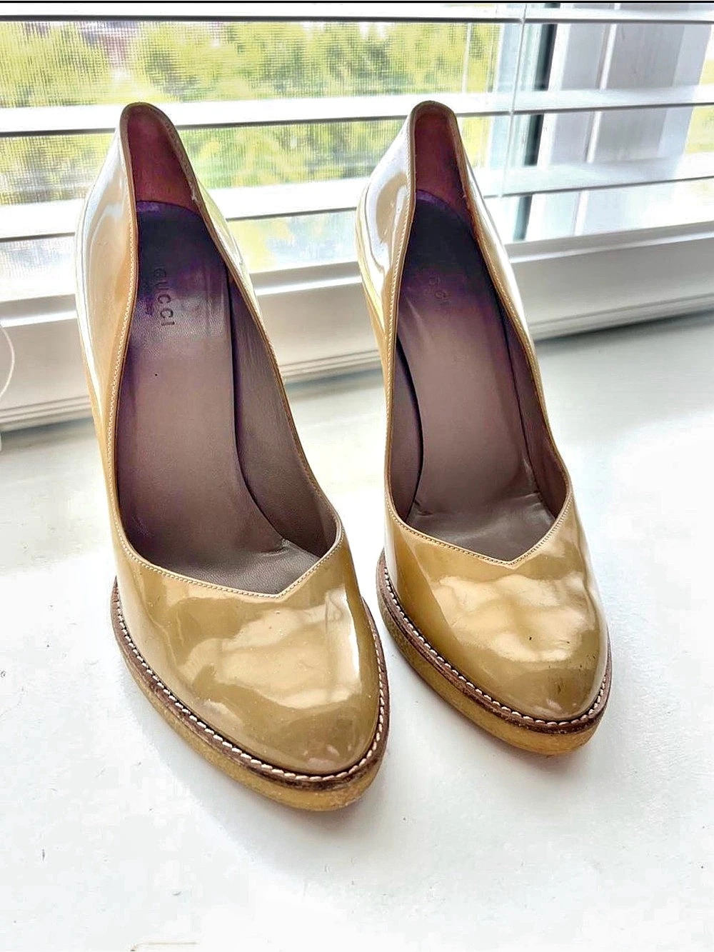 Vintage Gucci Patent Leather Platform Pumps
with 4.5" heel